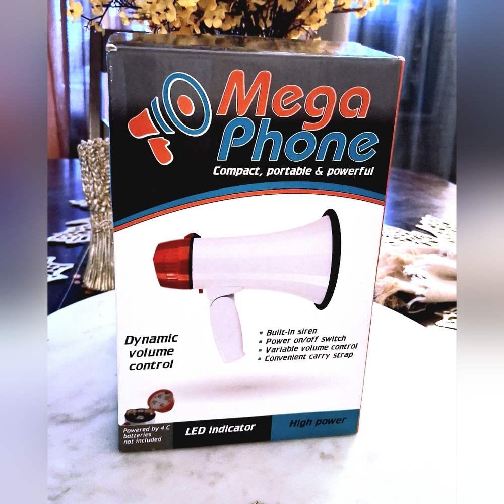 Red and White Portable Megaphone